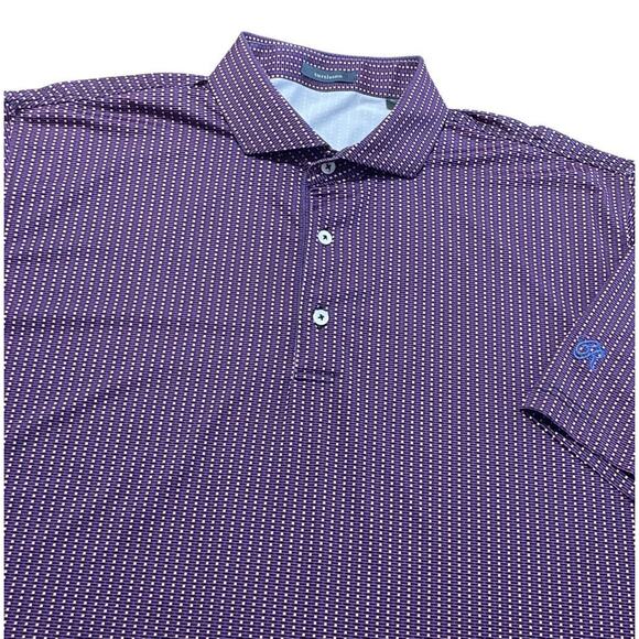 Turtleson Colleton River Golf Polo Shirt Korea Geometric Purple Size Large Men - Picture 1 of 7